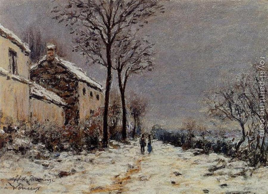 Alfred Sisley : The Effect of Snow at Veneux